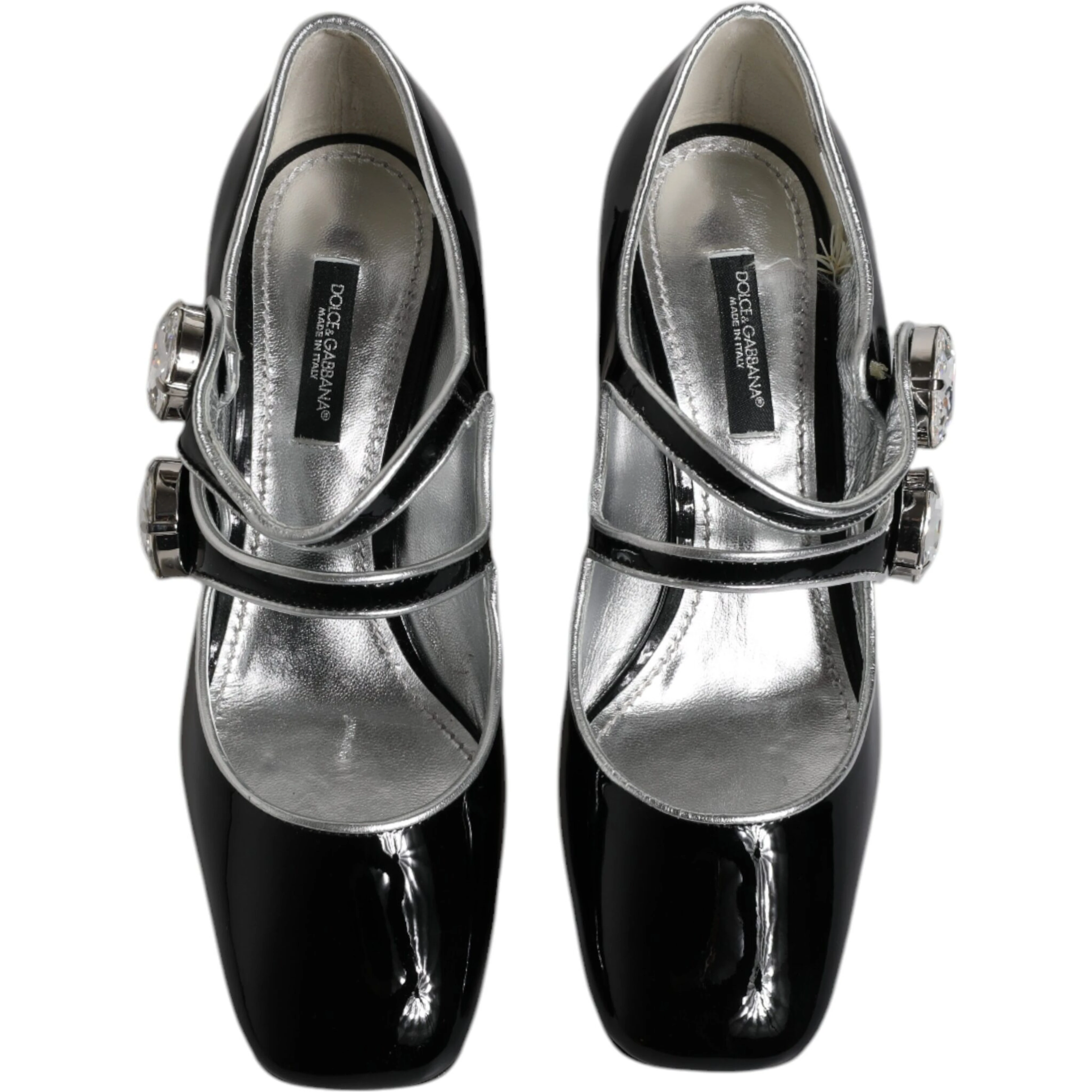 Black Patent Leather Crystal Mary Jane Pumps Shoes