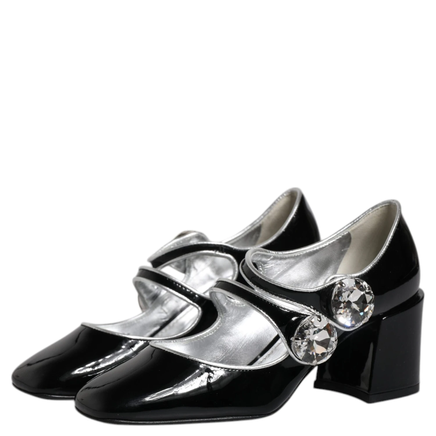 Black Patent Leather Crystal Mary Jane Pumps Shoes