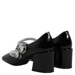 Black Patent Leather Crystal Mary Jane Pumps Shoes