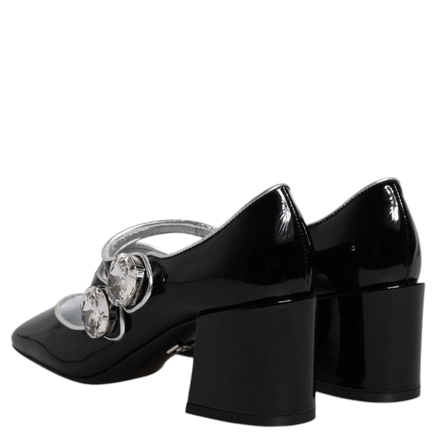 Black Patent Leather Crystal Mary Jane Pumps Shoes