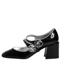 Black Patent Leather Crystal Mary Jane Pumps Shoes