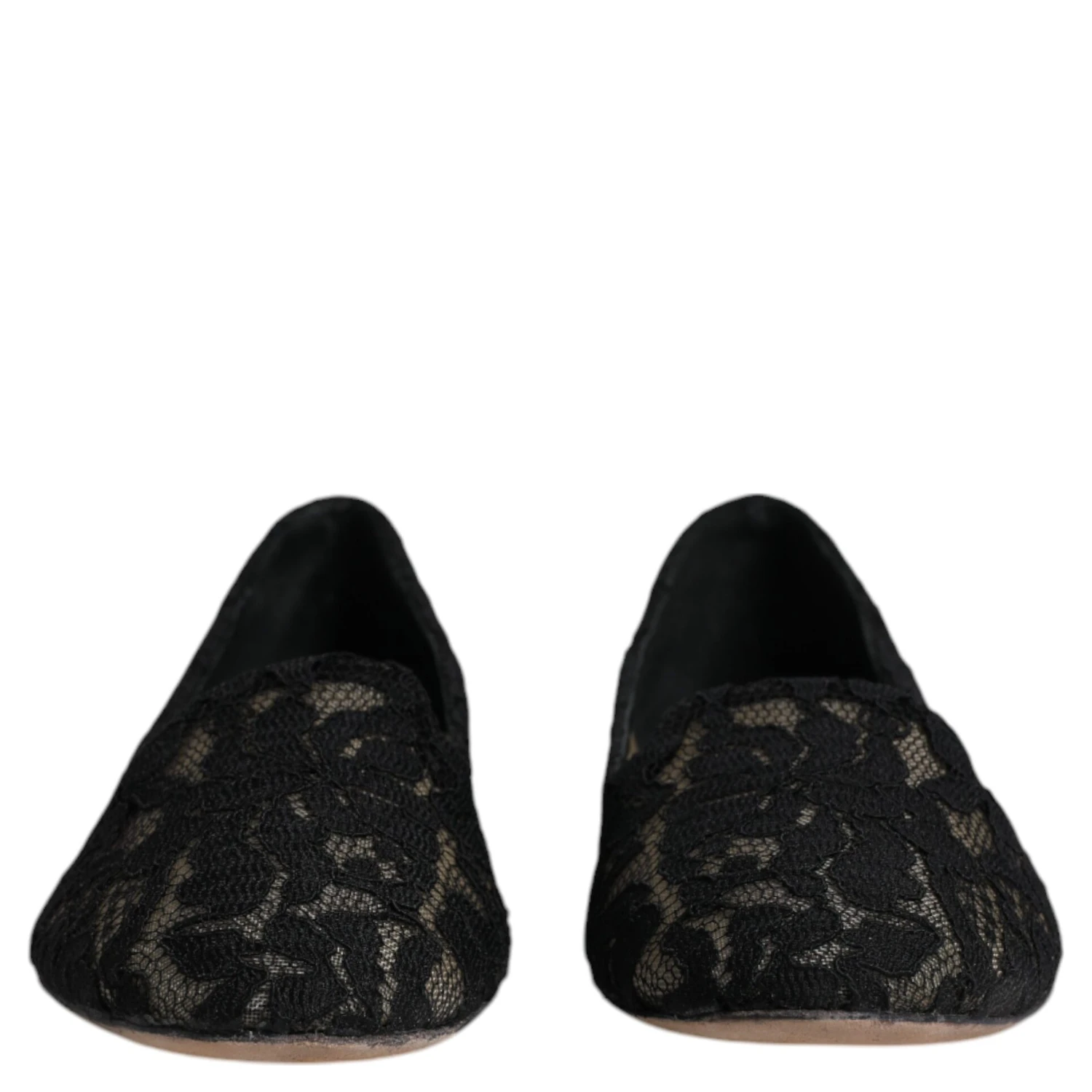 Black Taormina Lace Slip On Flats Shoes