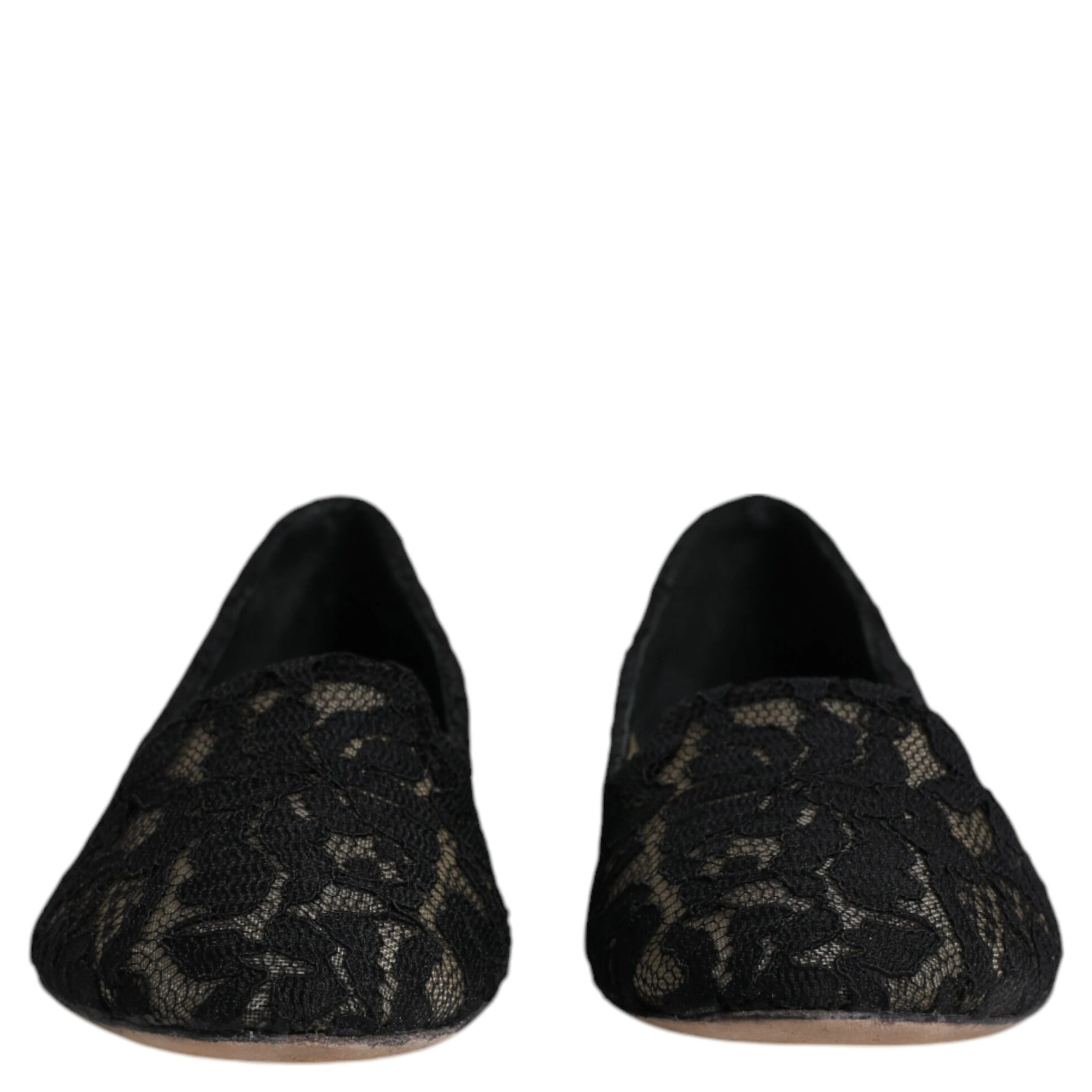 Black Taormina Lace Slip On Flats Shoes