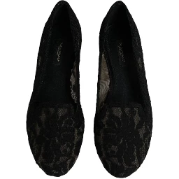 Black Taormina Lace Slip On Flats Shoes