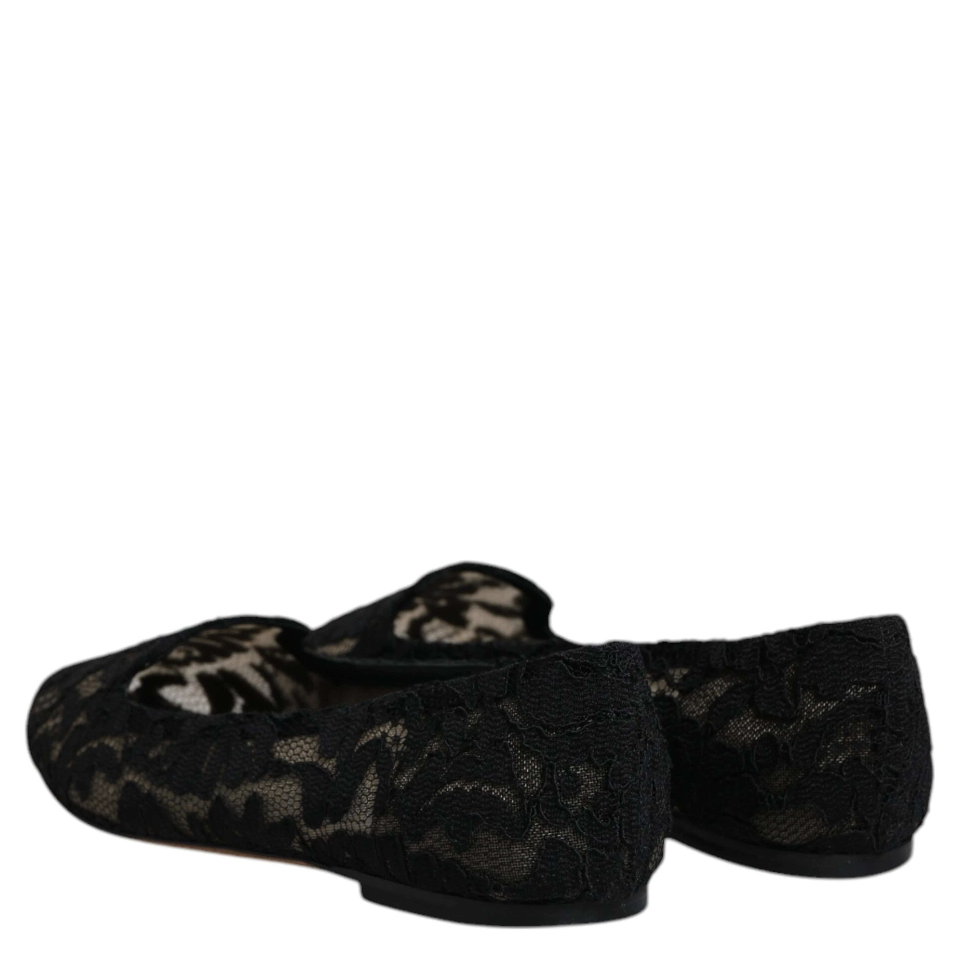 Black Taormina Lace Slip On Flats Shoes