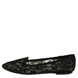 Black Taormina Lace Slip On Flats Shoes