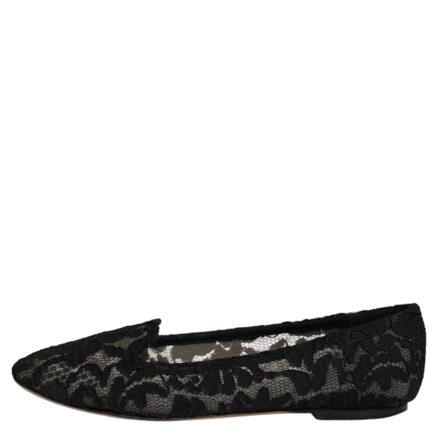 Black Taormina Lace Slip On Flats Shoes