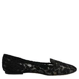 Black Taormina Lace Slip On Flats Shoes