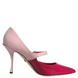Two Tone Pink Leather Mary Jane Heels Pumps Shoes