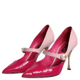Two Tone Pink Leather Mary Jane Heels Pumps Shoes
