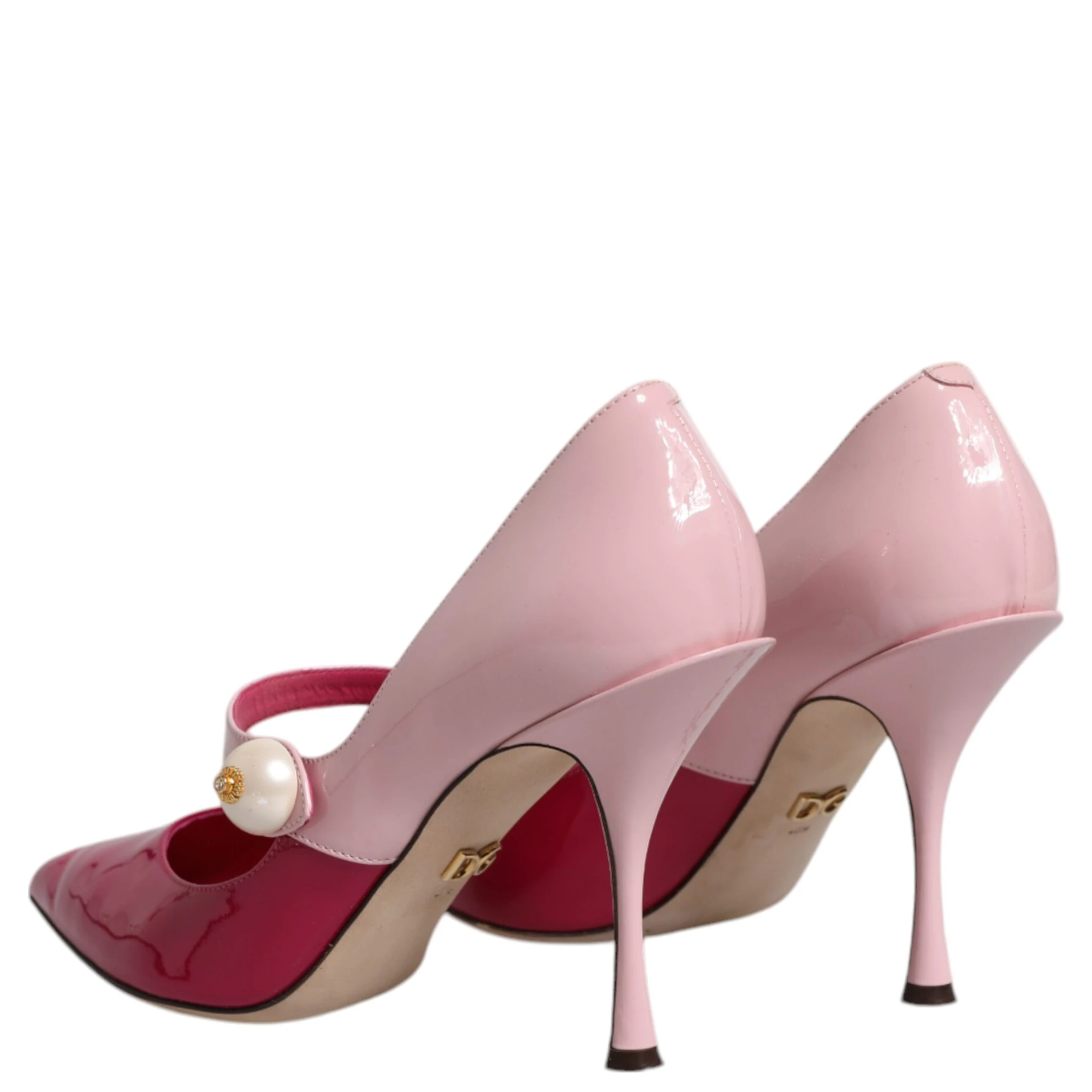 Two Tone Pink Leather Mary Jane Heels Pumps Shoes