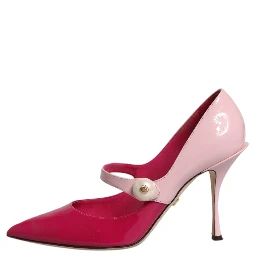 Two Tone Pink Leather Mary Jane Heels Pumps Shoes