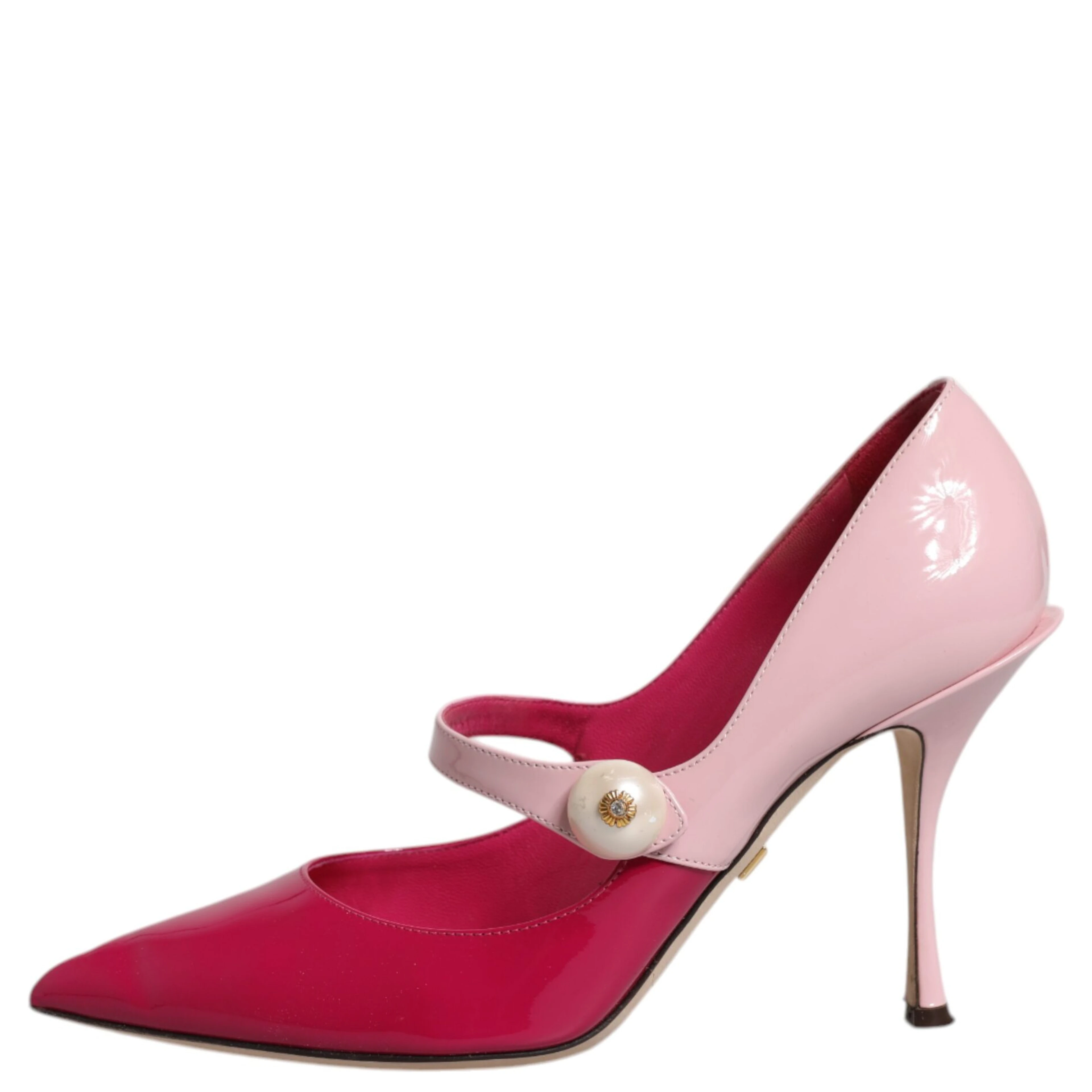 Two Tone Pink Leather Mary Jane Heels Pumps Shoes