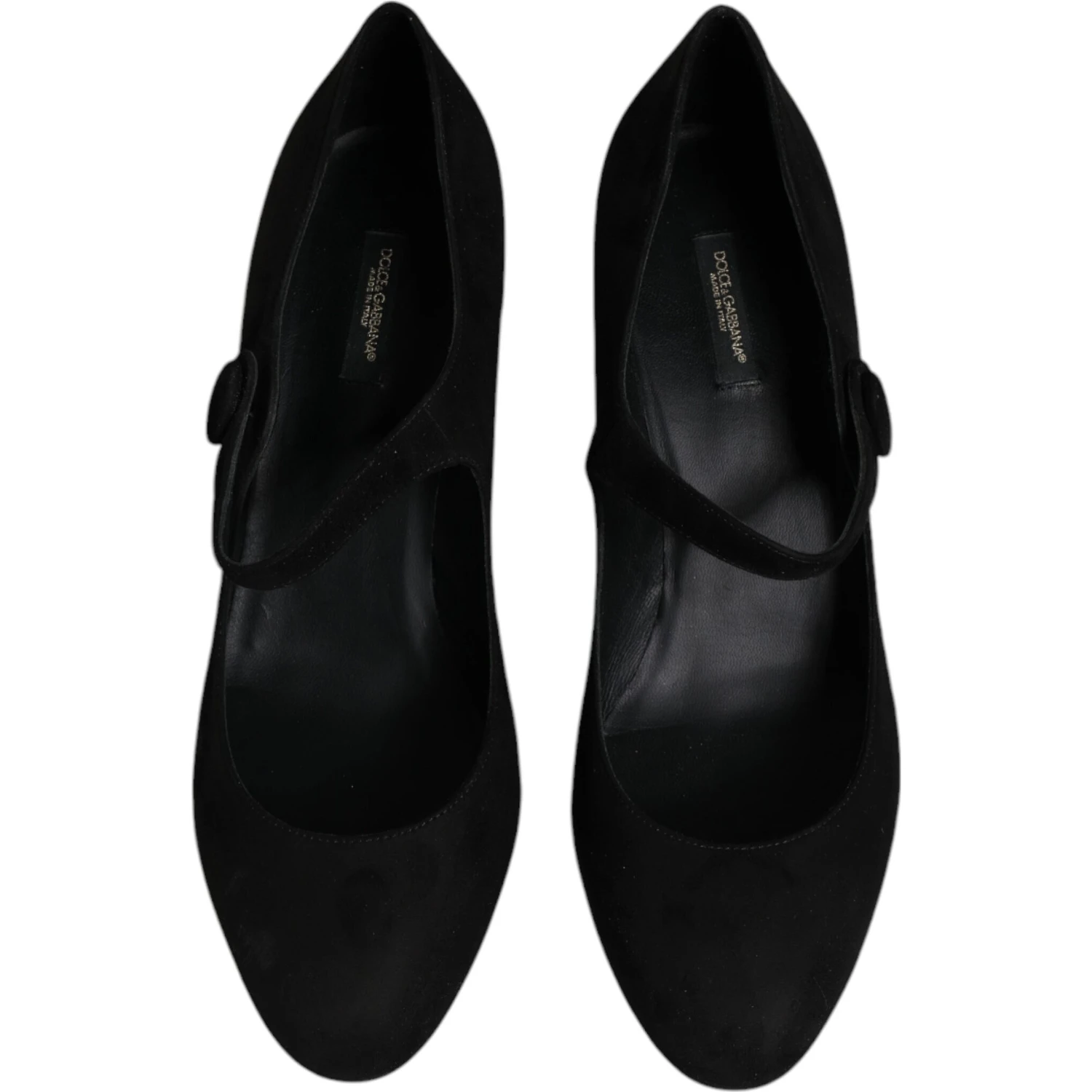 Black Suede Leather Block Heels Pumps Shoes