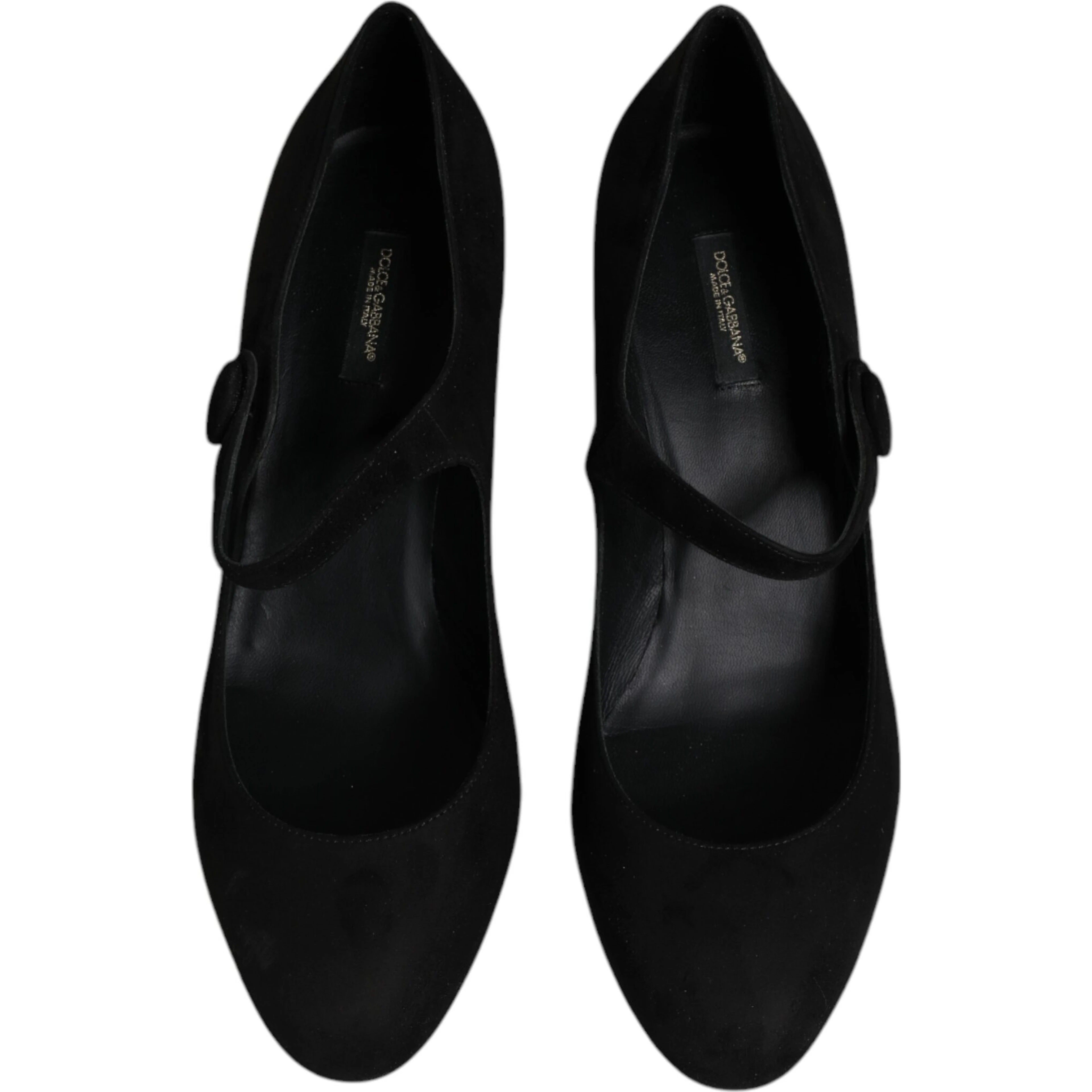 Black Suede Leather Block Heels Pumps Shoes