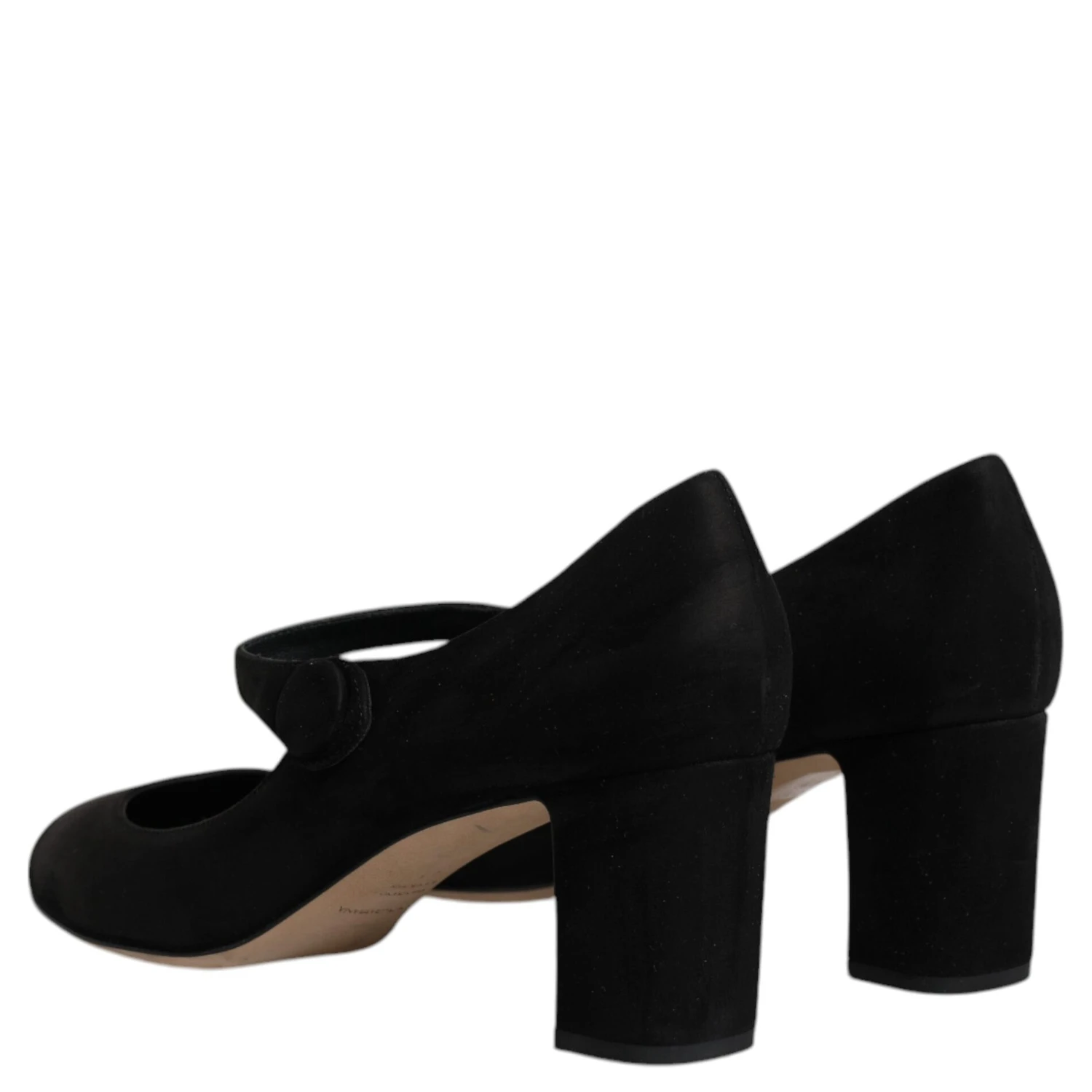 Black Suede Leather Block Heels Pumps Shoes