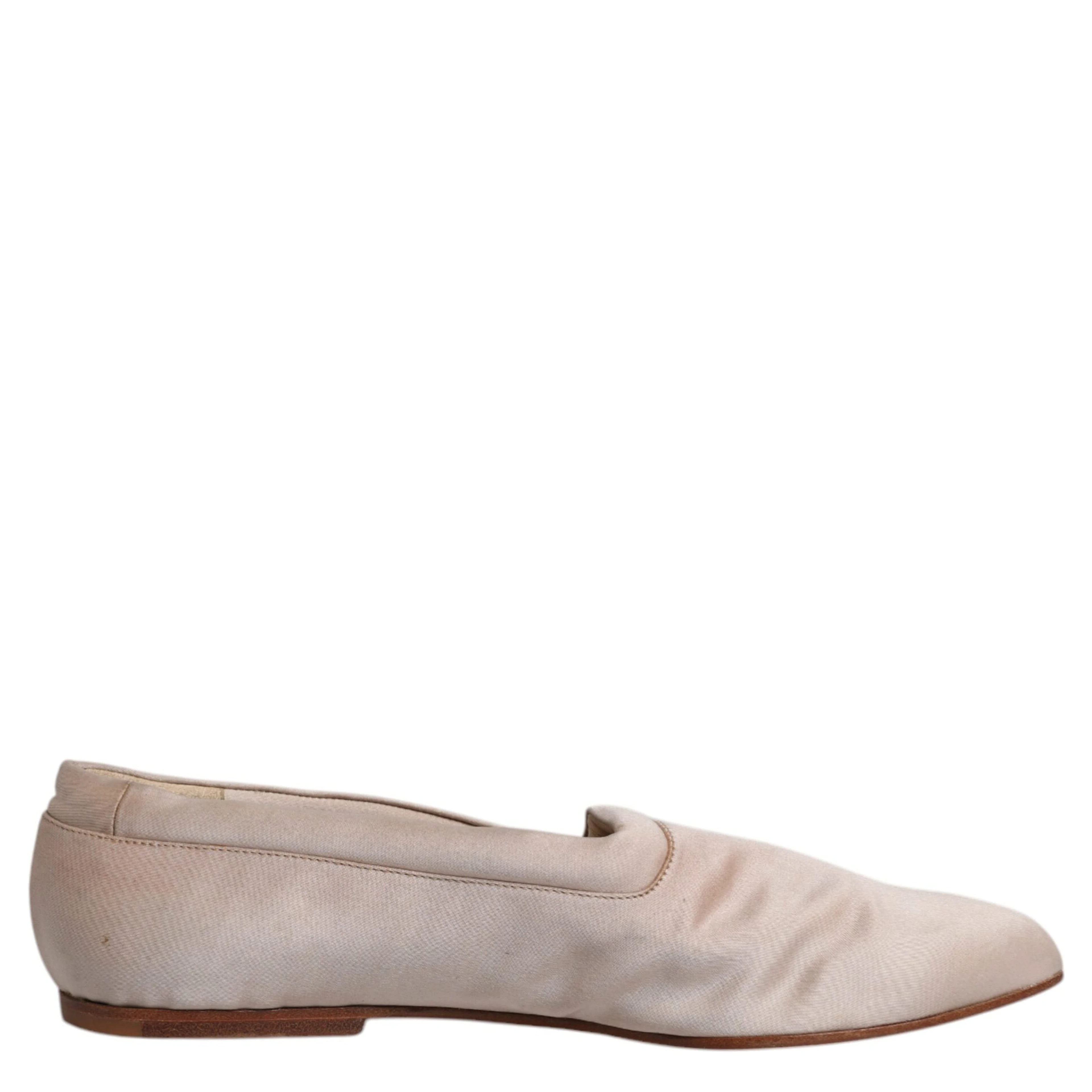 Beige Fabric Slip On Ballerina Flats Shoes