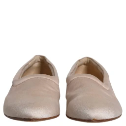 Beige Fabric Slip On Ballerina Flats Shoes