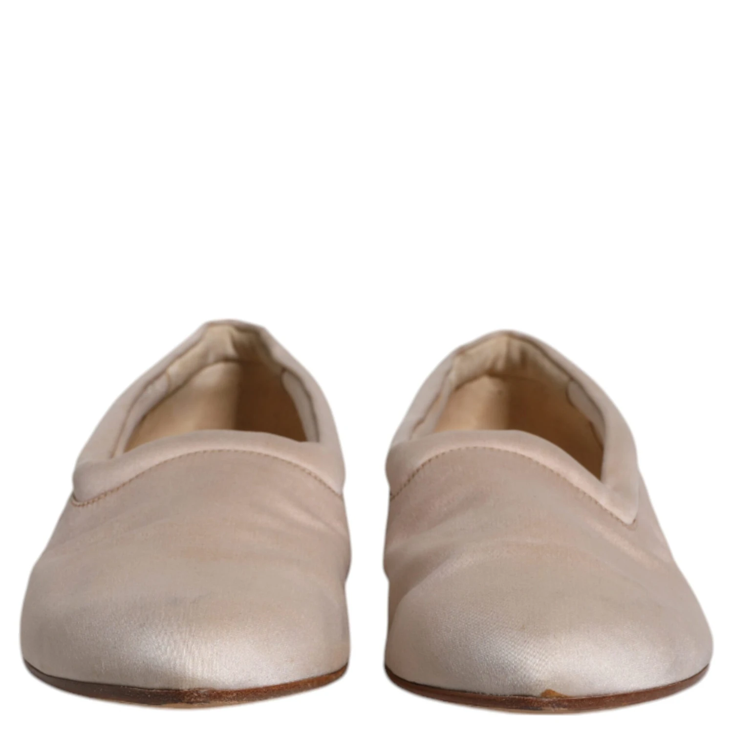 Beige Fabric Slip On Ballerina Flats Shoes