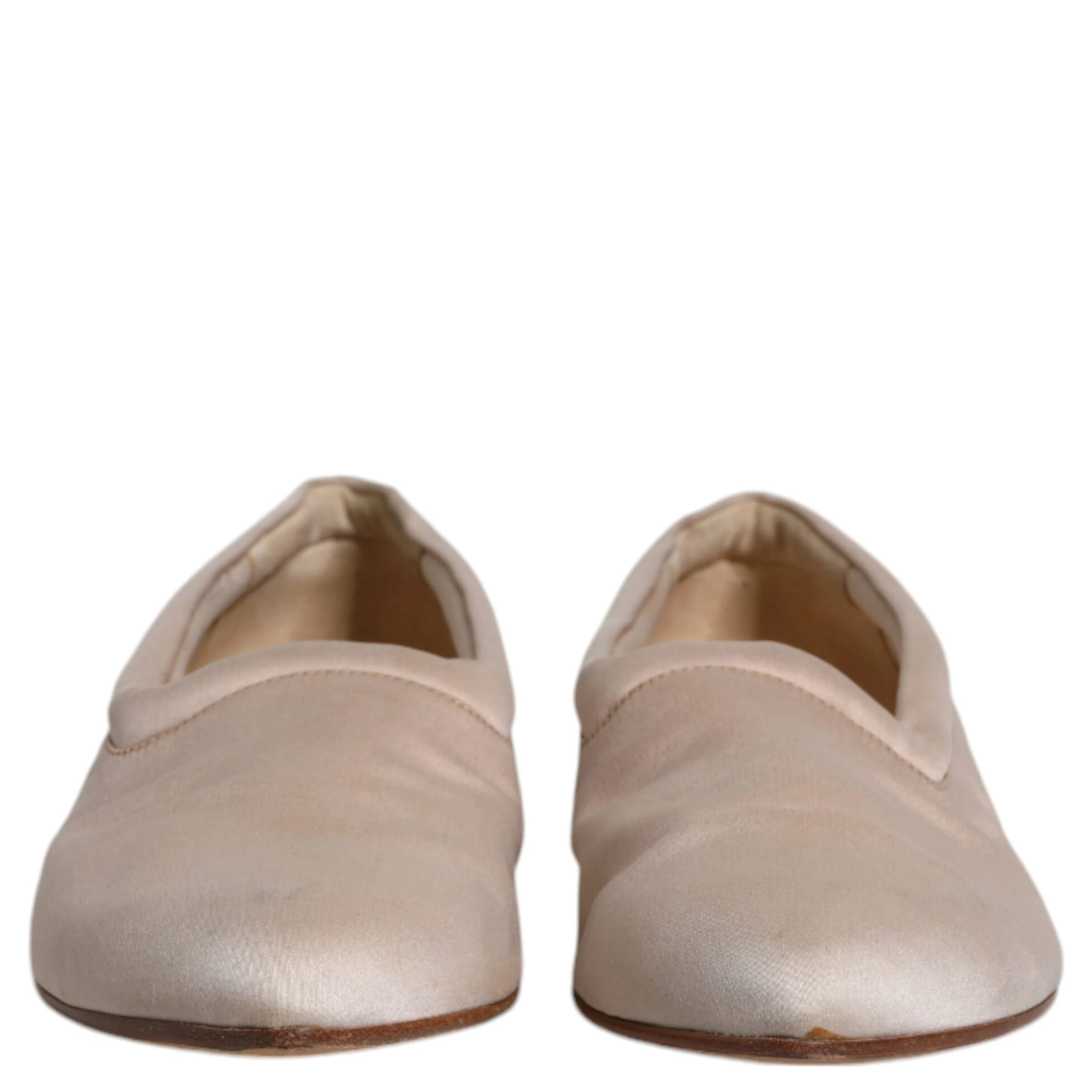 Beige Fabric Slip On Ballerina Flats Shoes