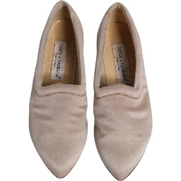 Beige Fabric Slip On Ballerina Flats Shoes
