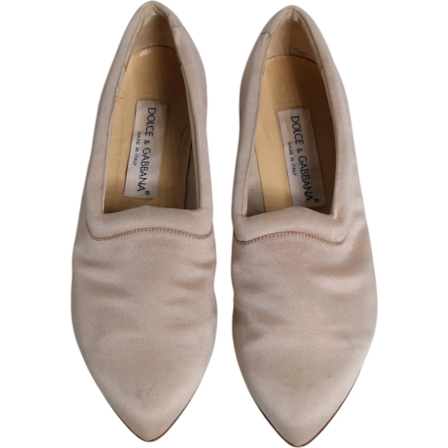 Beige Fabric Slip On Ballerina Flats Shoes