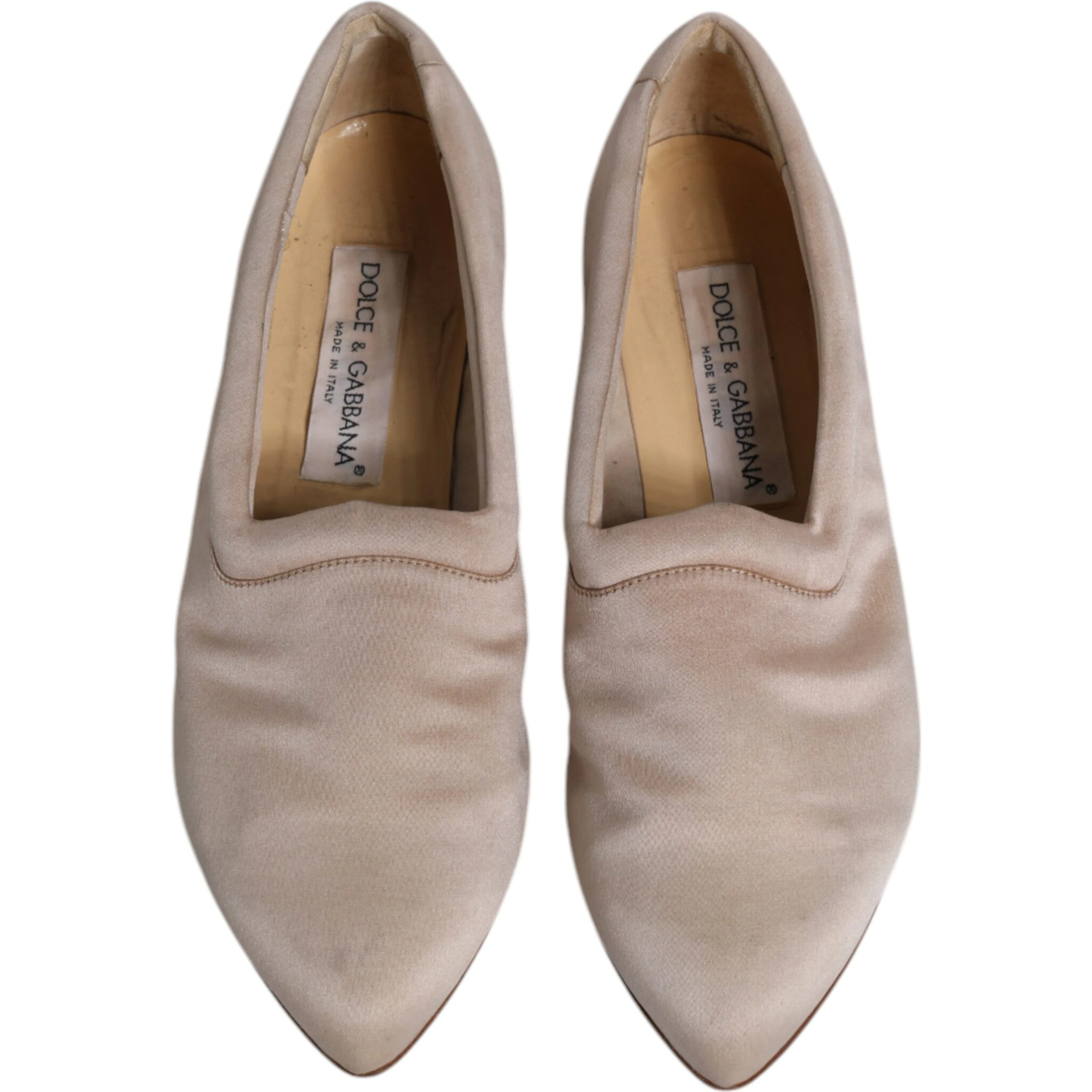 Beige Fabric Slip On Ballerina Flats Shoes