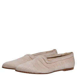 Beige Fabric Slip On Ballerina Flats Shoes