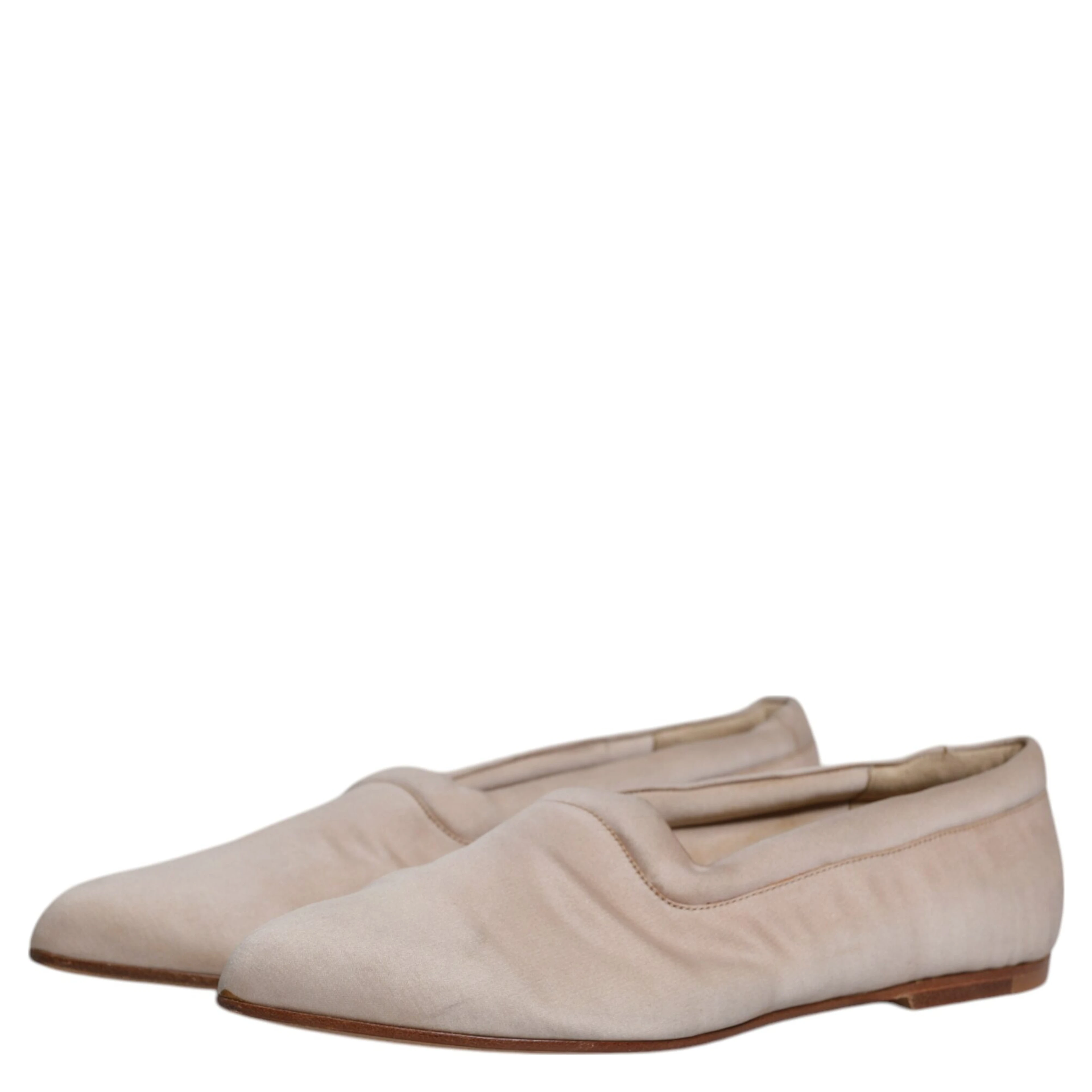 Beige Fabric Slip On Ballerina Flats Shoes