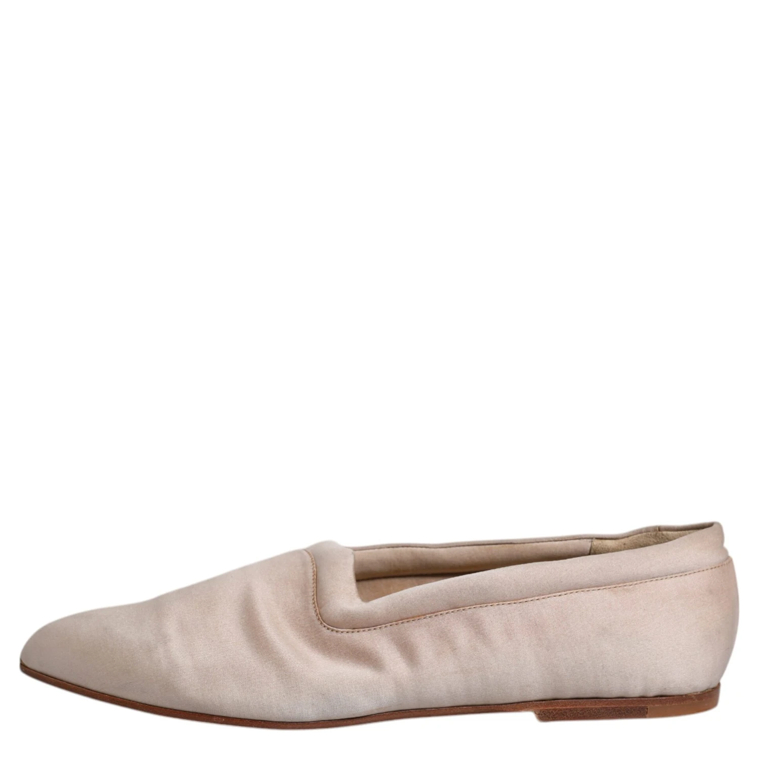 Beige Fabric Slip On Ballerina Flats Shoes