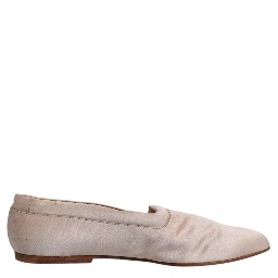 Beige Fabric Slip On Ballerina Flats Shoes