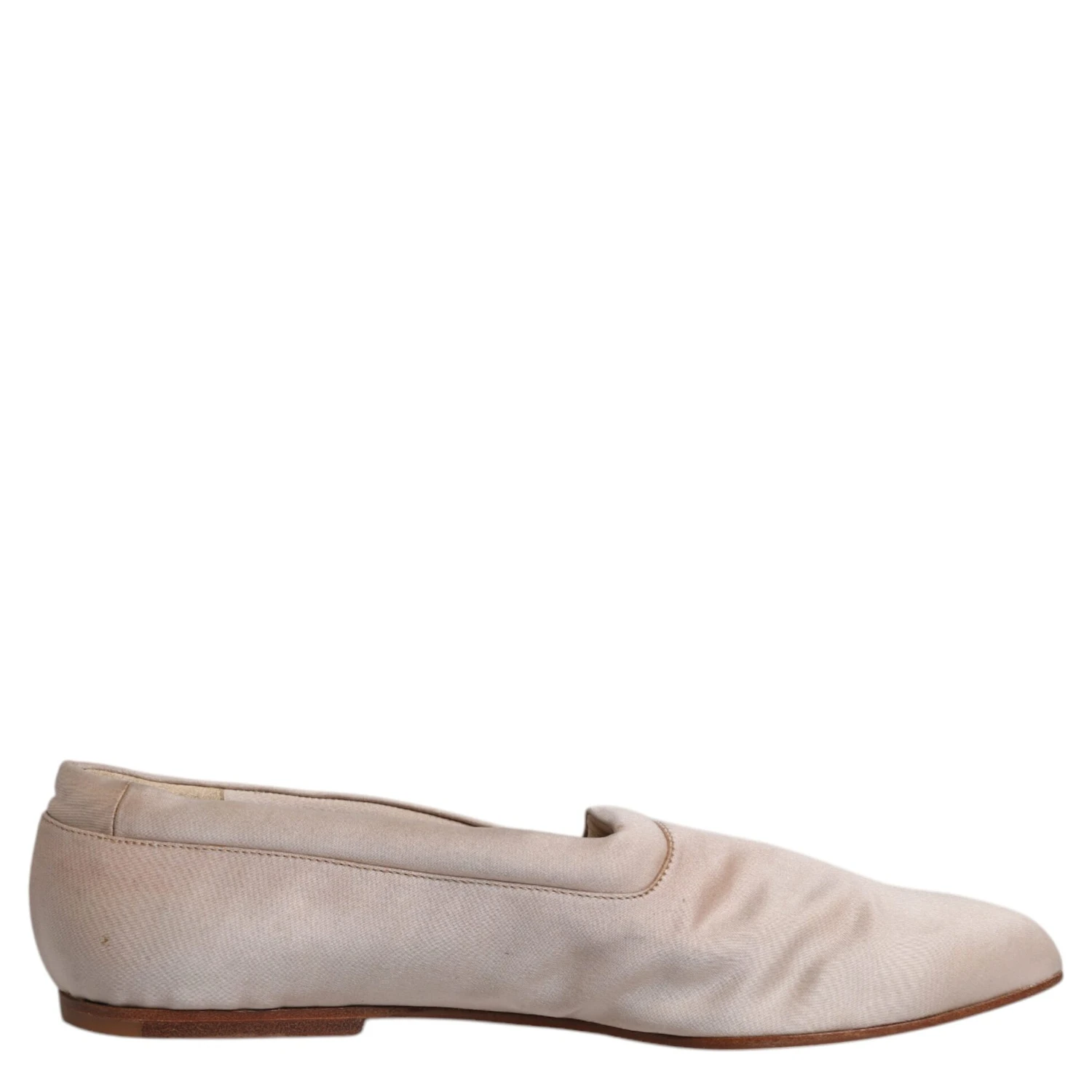 Beige Fabric Slip On Ballerina Flats Shoes