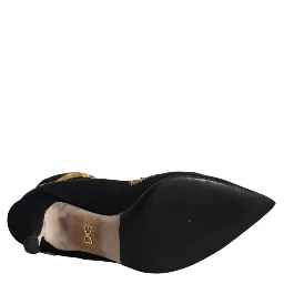 Black Gold Embroidery Slip On Boots Shoes