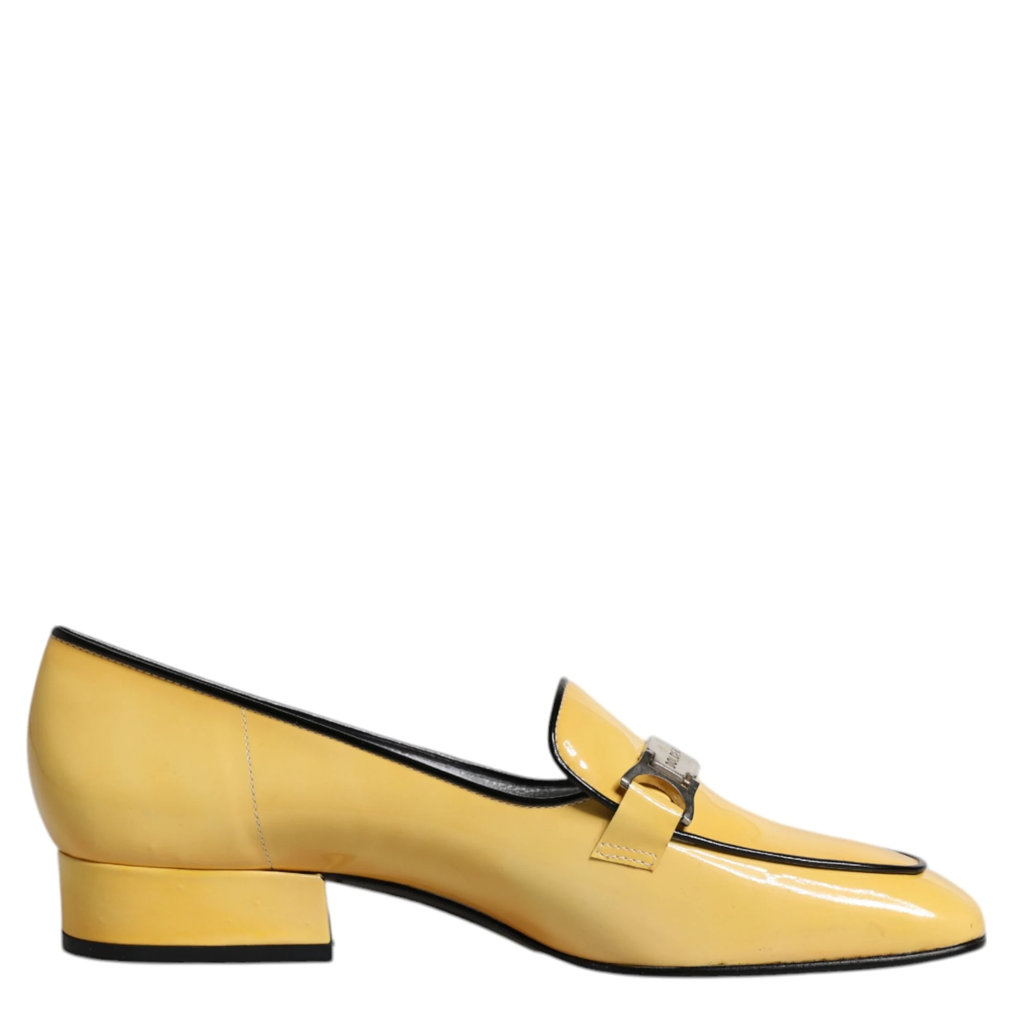 Yellow Leather Logo Plaque Slip On Mocassin Shoes