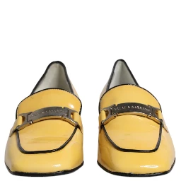 Yellow Leather Logo Plaque Slip On Mocassin Shoes