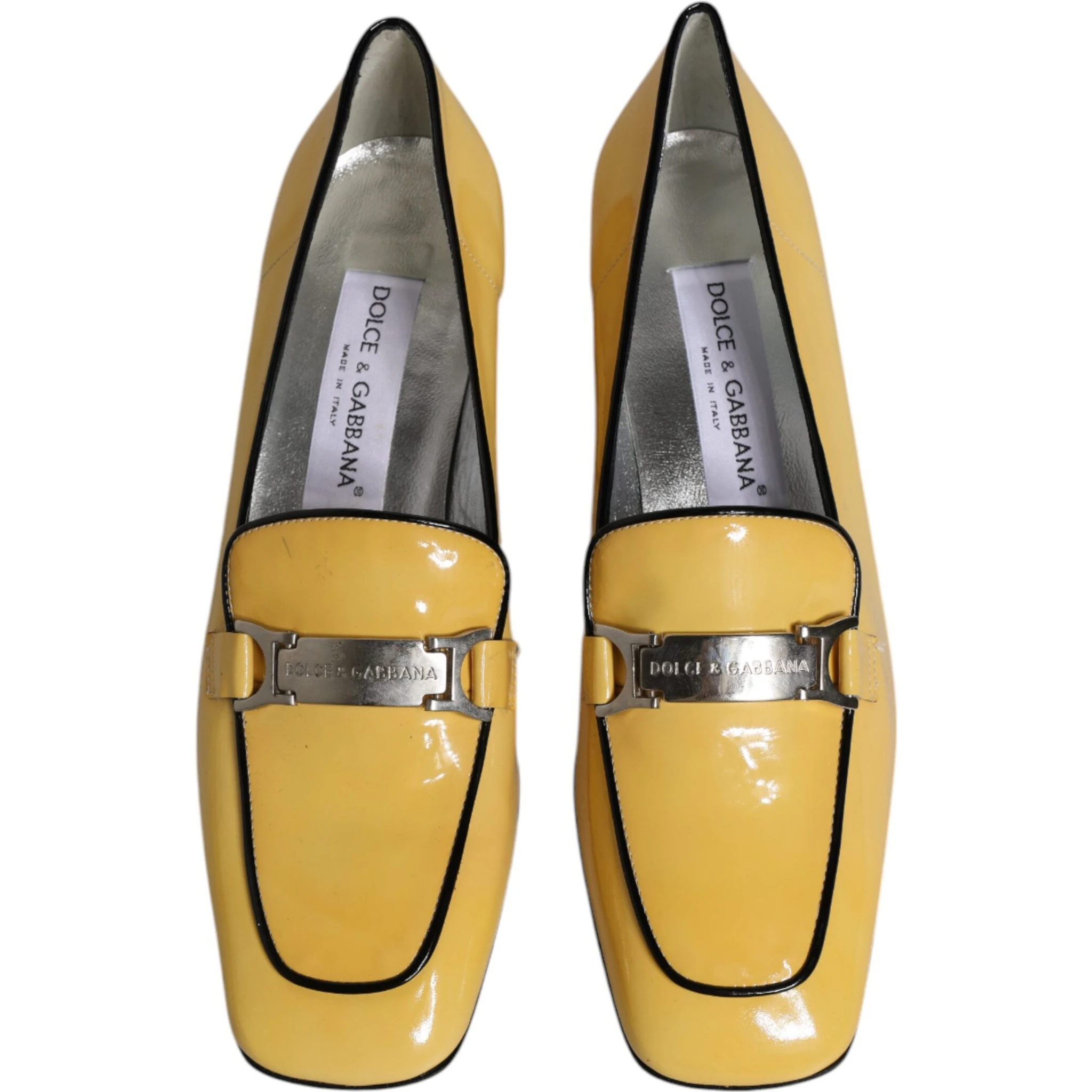 Yellow Leather Logo Plaque Slip On Mocassin Shoes
