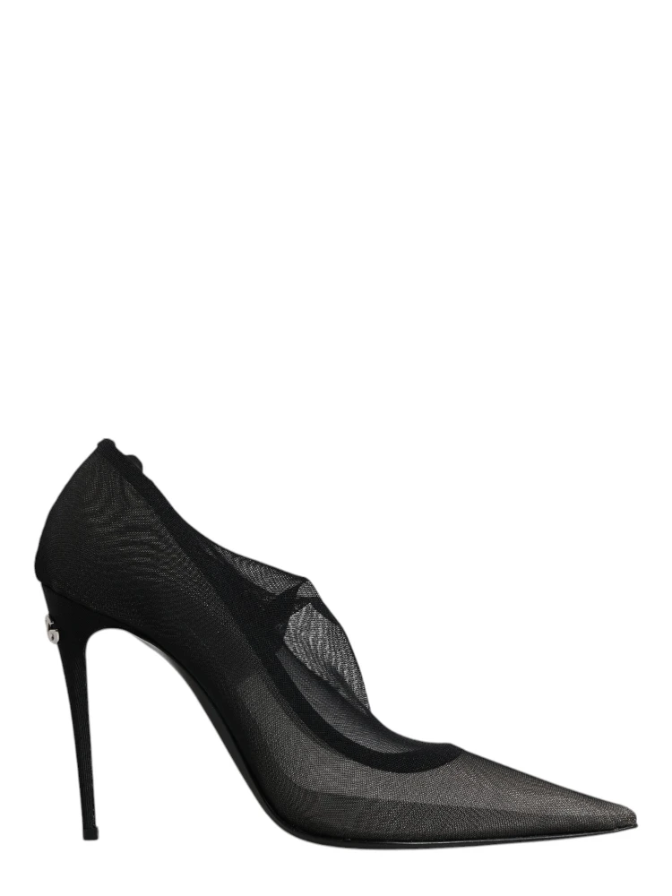 Black Viscose Mesh Sock Style Boots Shoes