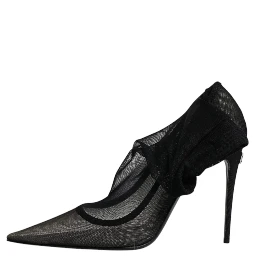 Black Viscose Mesh Sock Style Boots Shoes