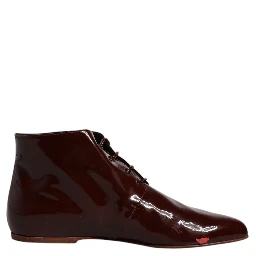 Maroon Leather Lace Up Ankle Boots Shoes