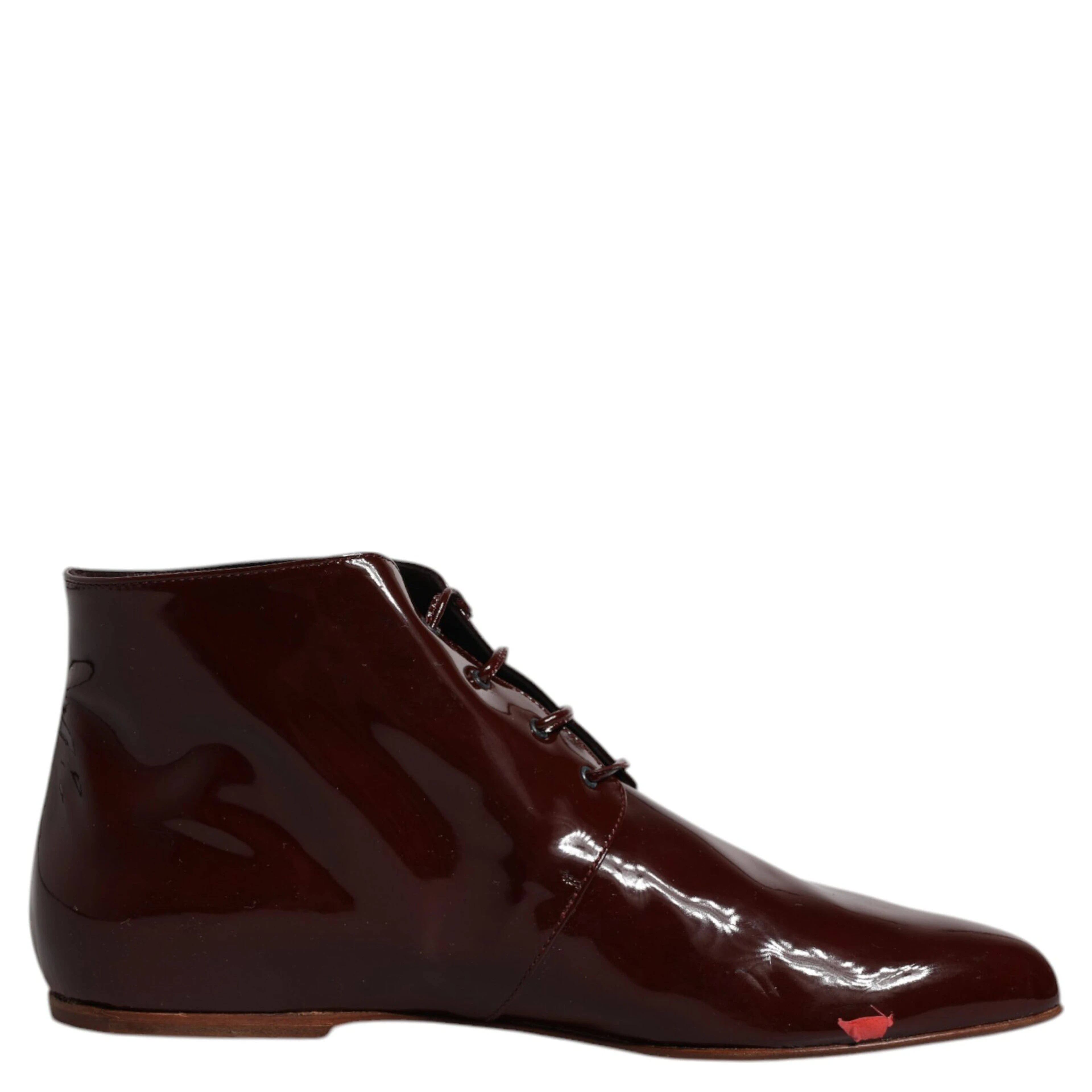 Maroon Leather Lace Up Ankle Boots Shoes
