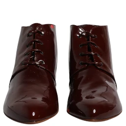 Maroon Leather Lace Up Ankle Boots Shoes