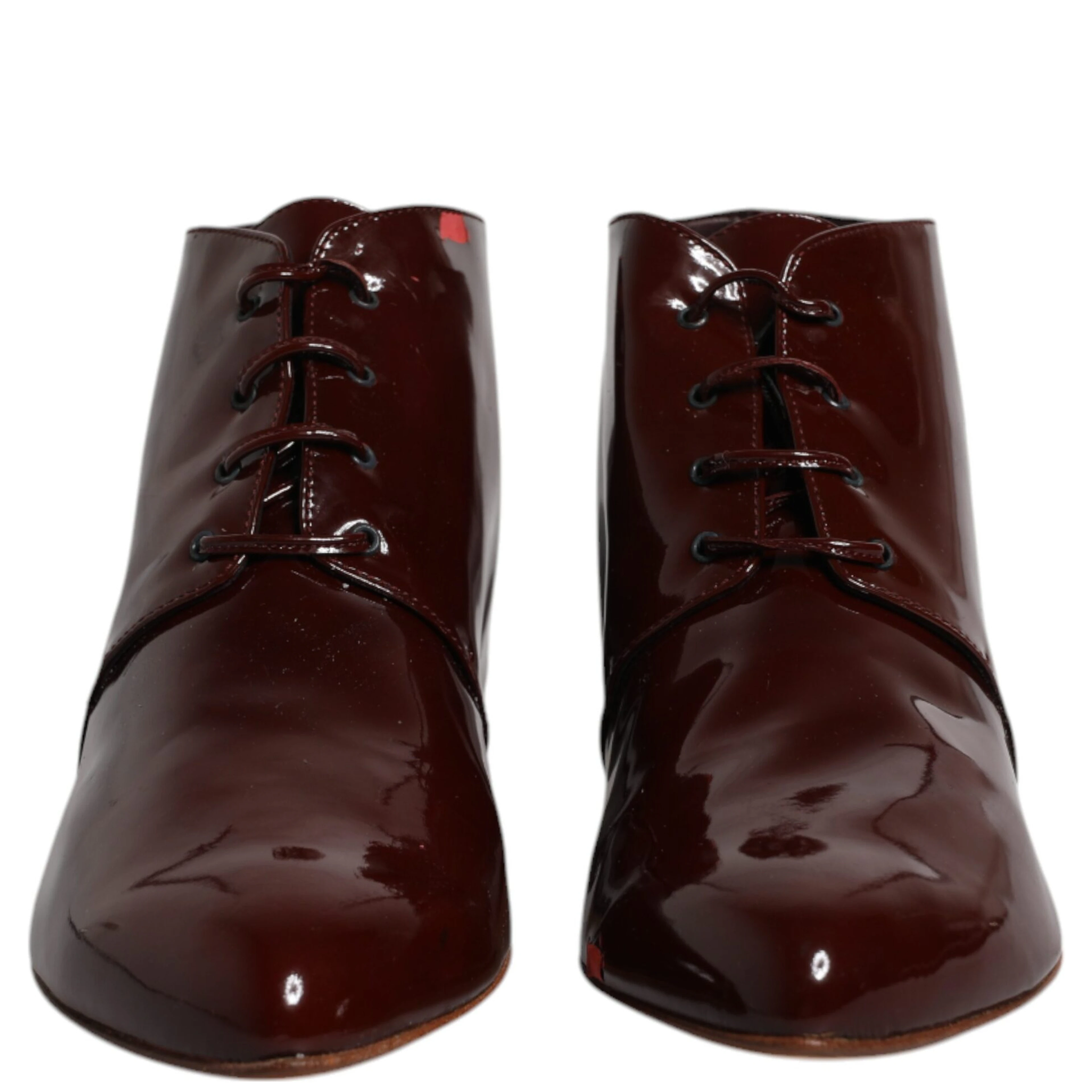 Maroon Leather Lace Up Ankle Boots Shoes