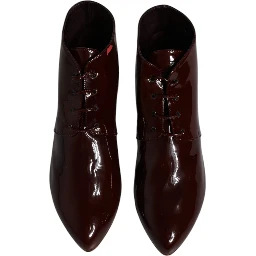 Maroon Leather Lace Up Ankle Boots Shoes