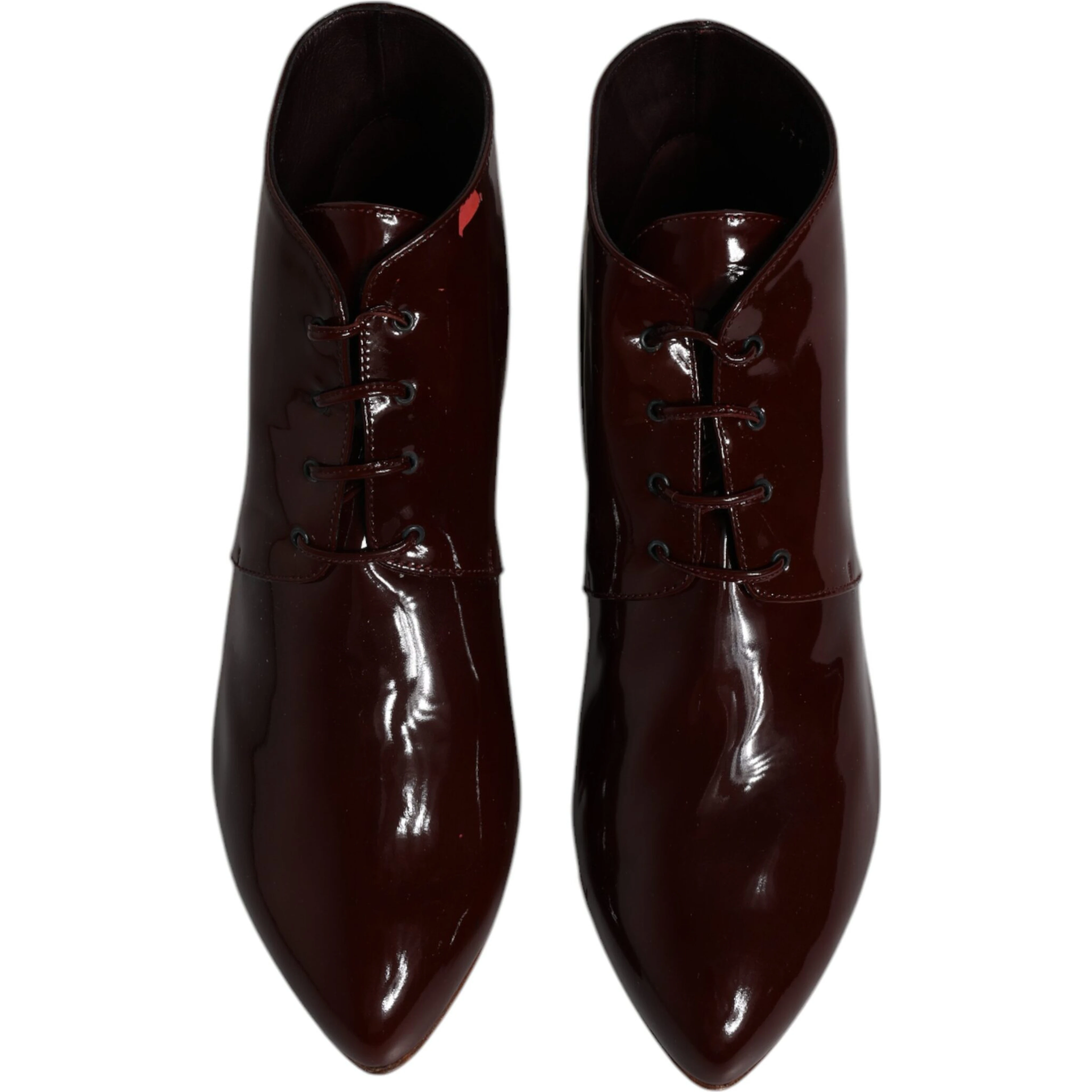 Maroon Leather Lace Up Ankle Boots Shoes