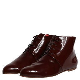Maroon Leather Lace Up Ankle Boots Shoes