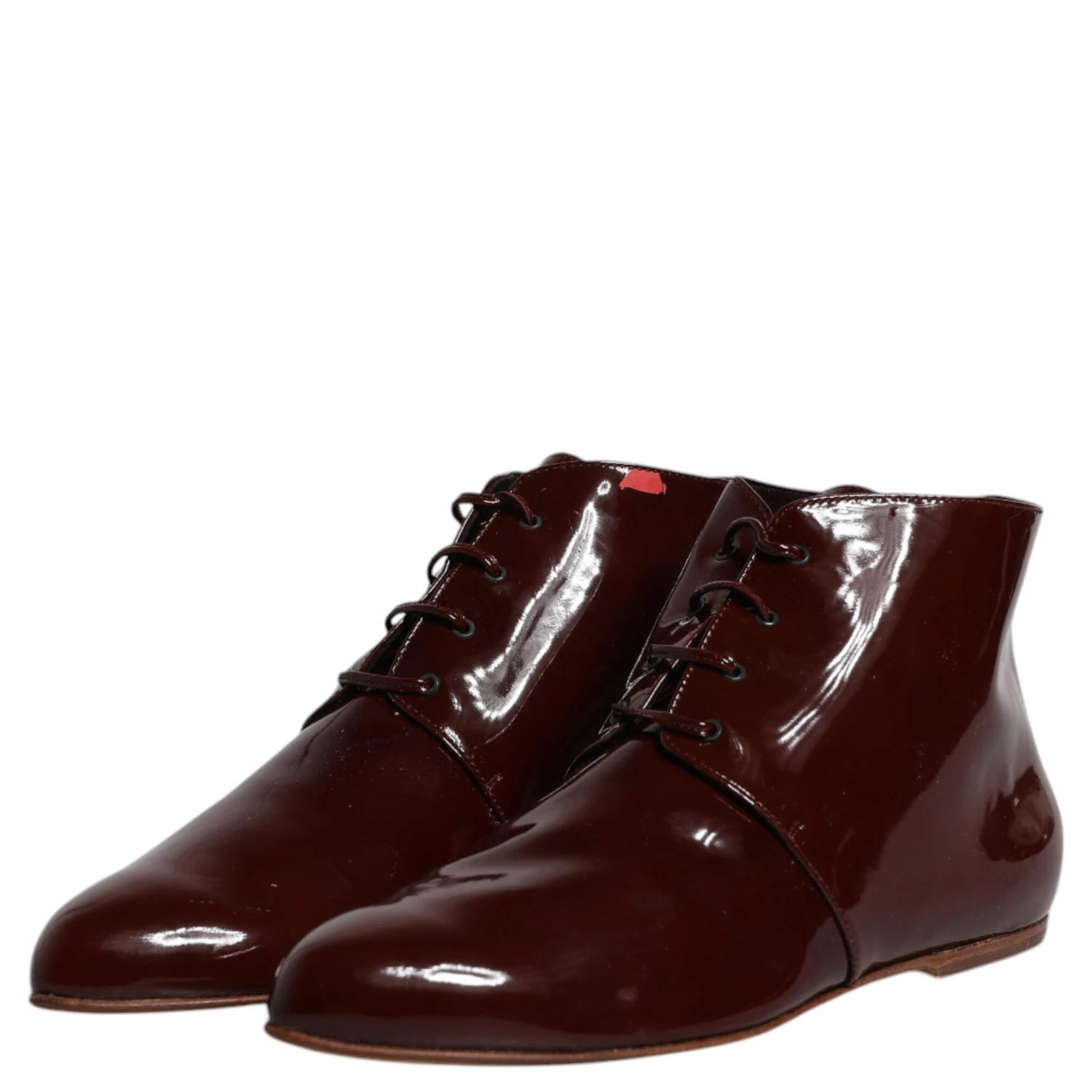 Maroon Leather Lace Up Ankle Boots Shoes