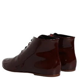 Maroon Leather Lace Up Ankle Boots Shoes