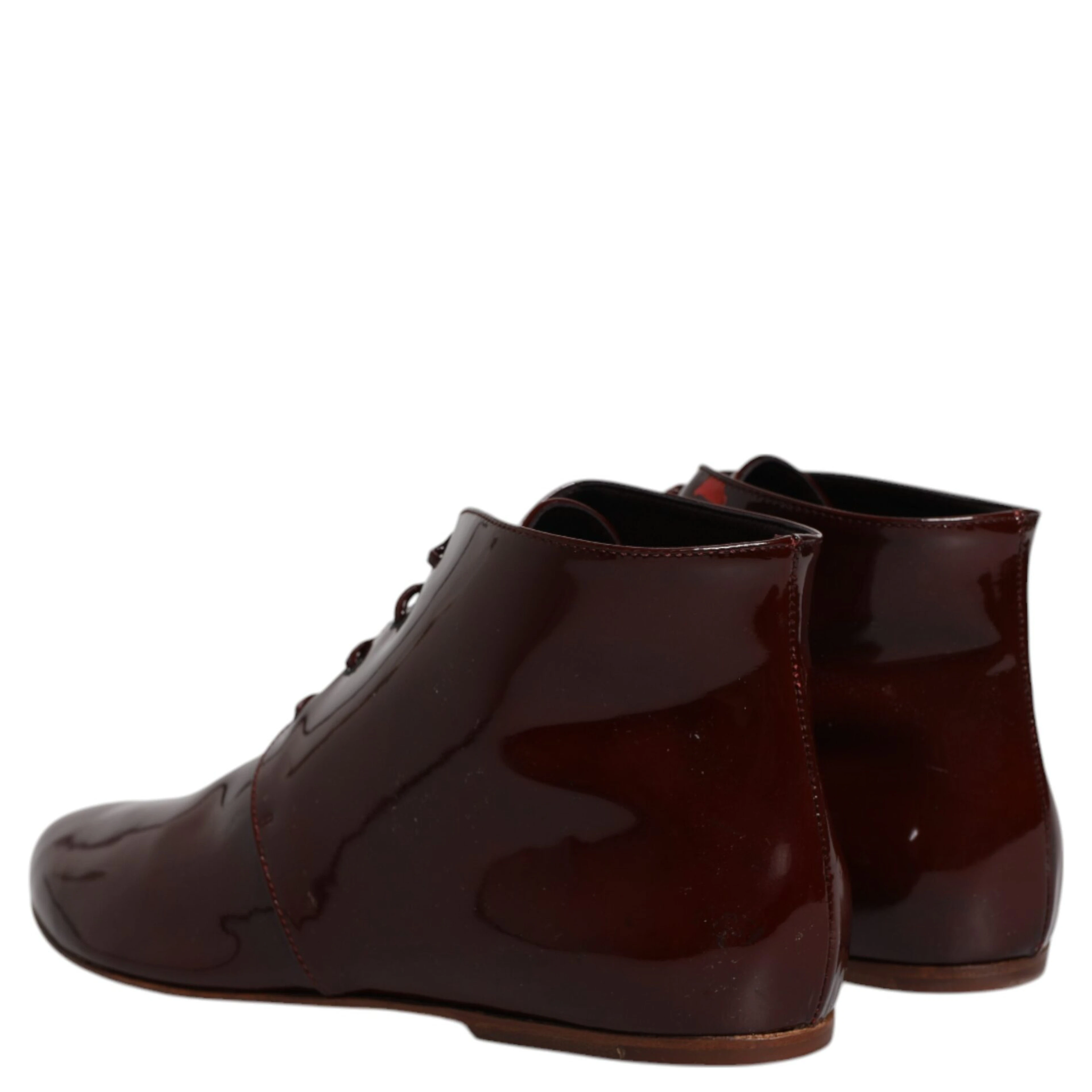 Maroon Leather Lace Up Ankle Boots Shoes