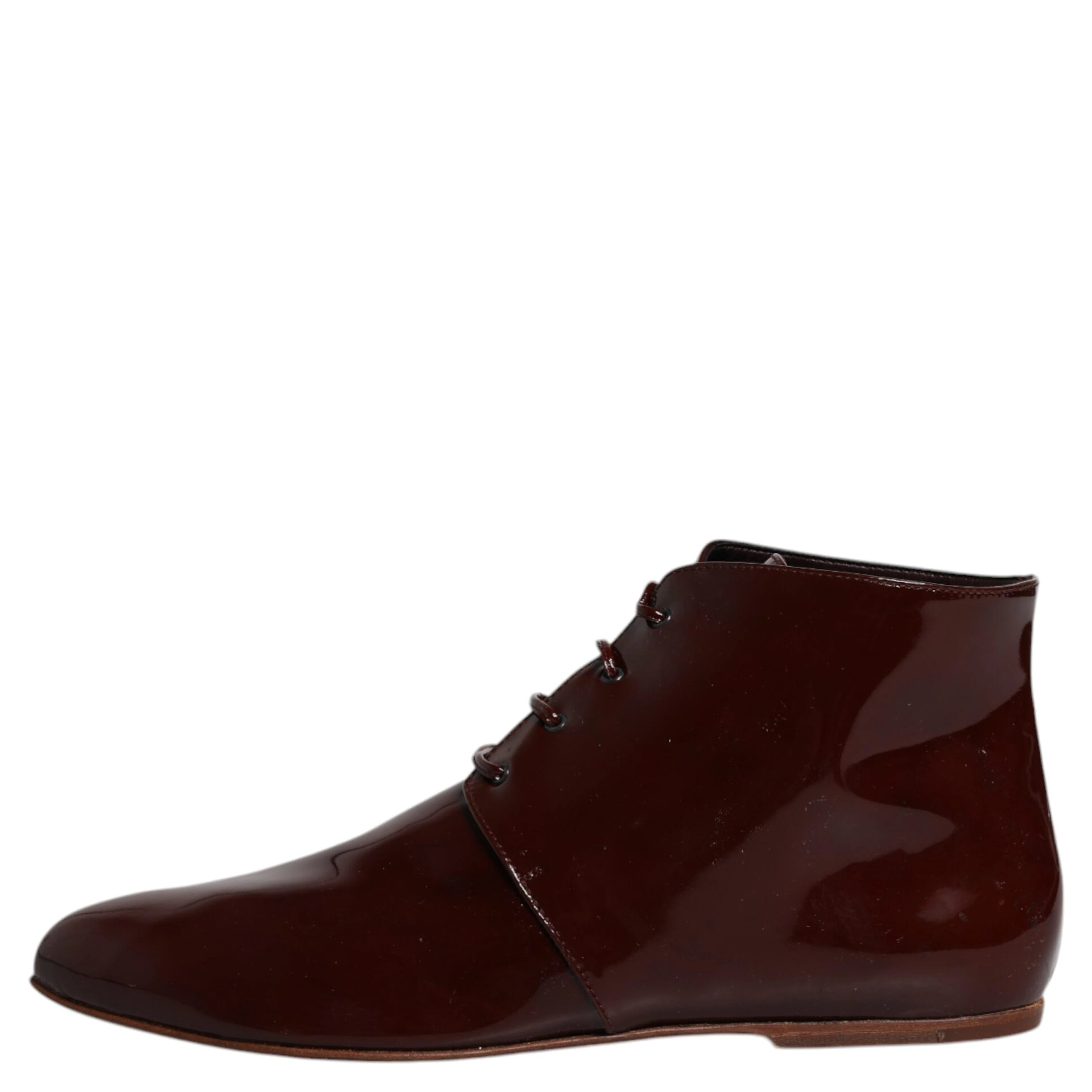 Maroon Leather Lace Up Ankle Boots Shoes