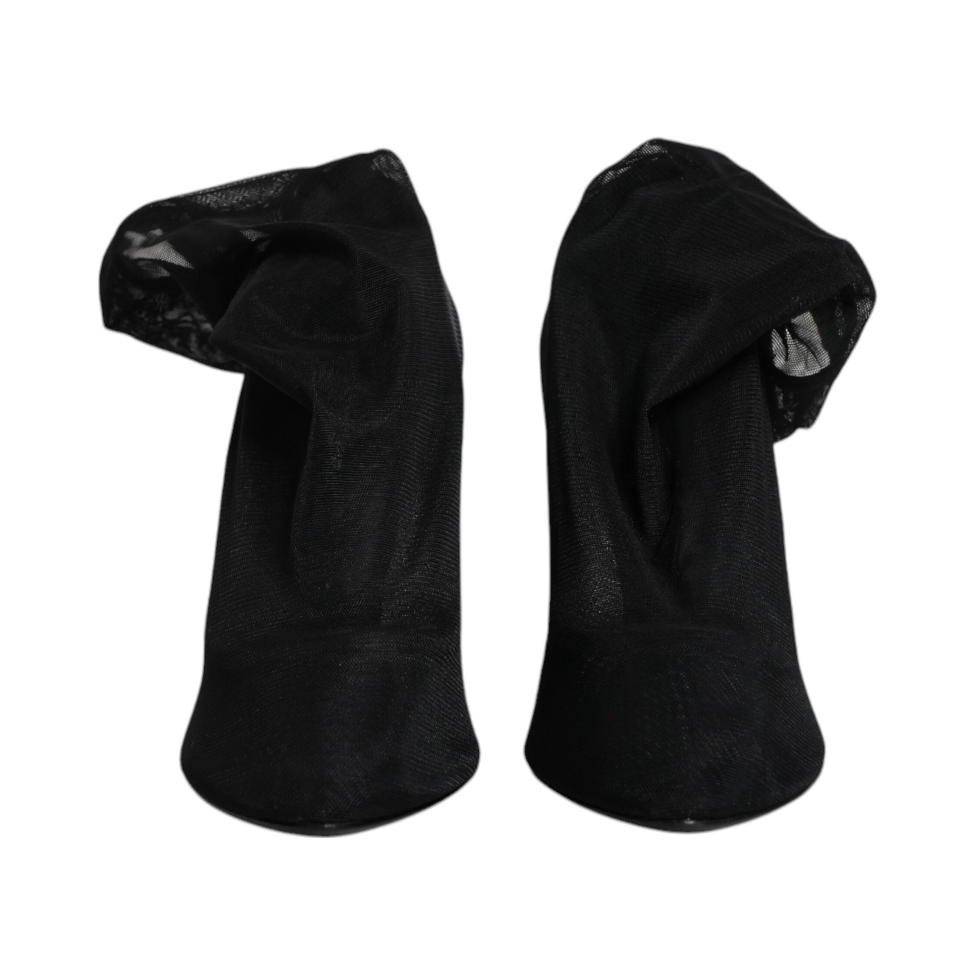 Black Silk Mesh Sock Style Boots Shoes